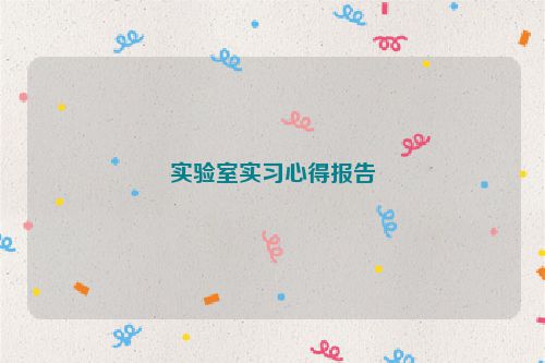 实验室实习心得报告