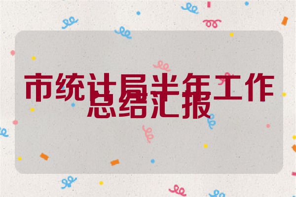 市统计局半年工作总结汇报