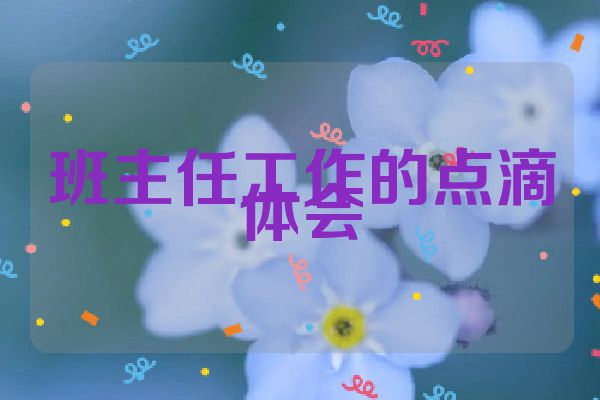 班主任工作的点滴体会