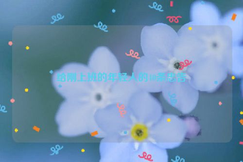 给刚上班的年轻人的40条忠告