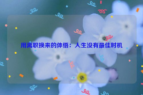 用离职换来的体悟：人生没有最佳时机
