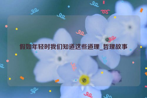 假如年轻时我们知道这些道理_哲理故事