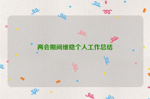 两会期间维稳个人工作总结