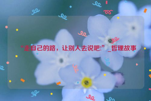 “走自己的路，让别人去说吧!”_哲理故事