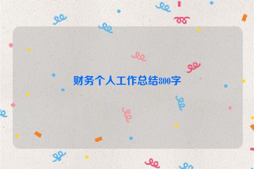 财务个人工作总结800字
