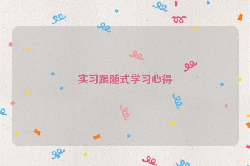 实习跟随式学习心得