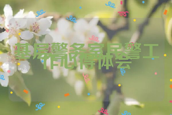 基层警务室民警工作心得体会