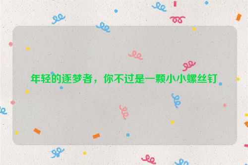 年轻的逐梦者，你不过是一颗小小螺丝钉