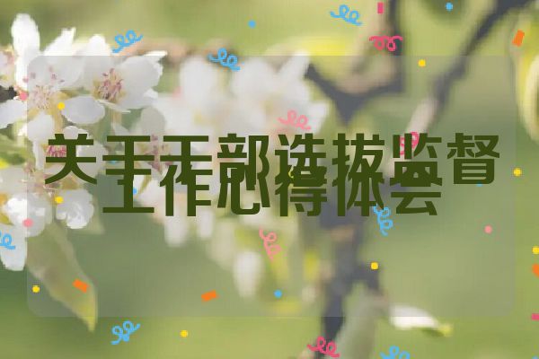 关于干部选拔监督工作心得体会