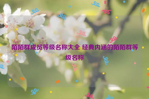 陌陌群成员等级名称大全 经典内涵的陌陌群等级名称