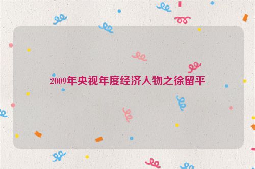 2009年央视年度经济人物之徐留平