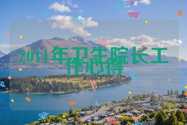 2011年卫生院长工作心得