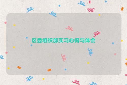 区委组织部实习心得与体会