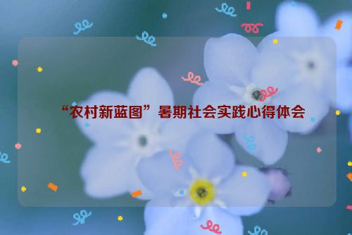 “农村新蓝图”暑期社会实践心得体会
