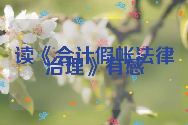 读《会计假帐法律治理》有感