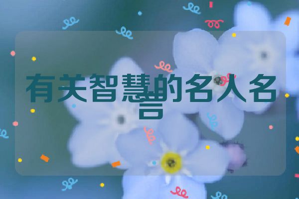 有关智慧的名人名言