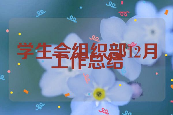 学生会组织部12月工作总结
