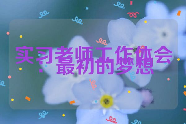 实习老师工作体会：最初的梦想