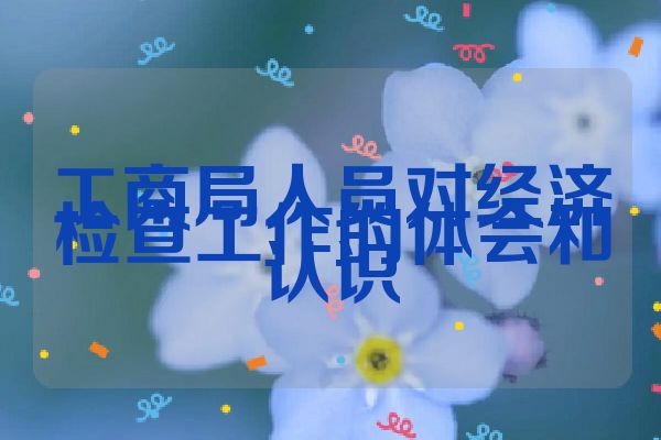工商局人员对经济检查工作的体会和认识
