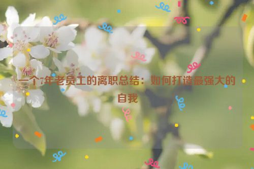 一个7年老员工的离职总结：如何打造最强大的自我