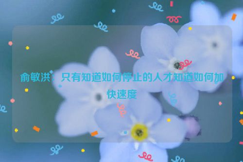 俞敏洪：只有知道如何停止的人才知道如何加快速度