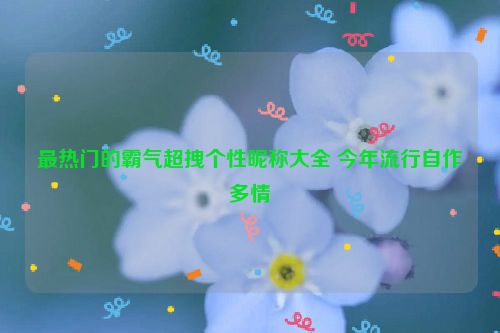 最热门的霸气超拽个性昵称大全 今年流行自作多情