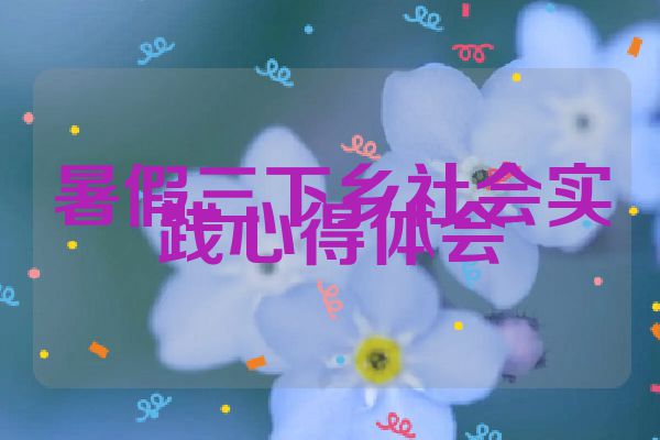 暑假三下乡社会实践心得体会