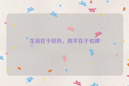 生活在于经历，而不在于名牌