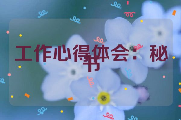 工作心得体会：秘书