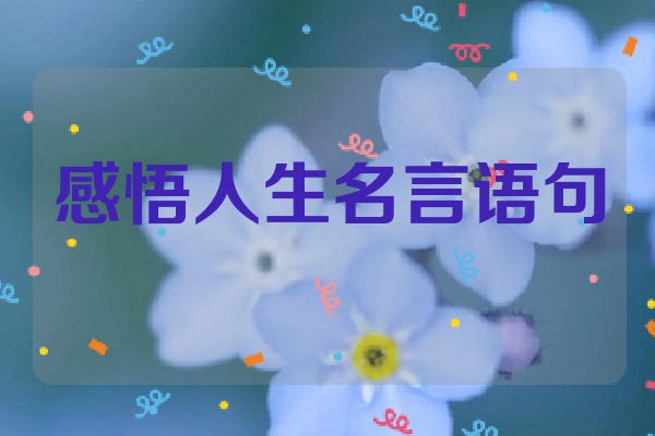 感悟人生名言语句