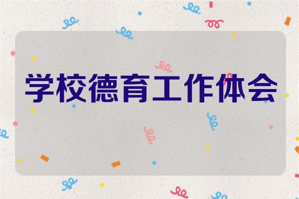 学校德育工作体会