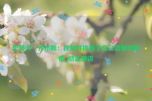 史蒂夫・乔布斯：找到并执着于自己喜爱的事情_励志演讲