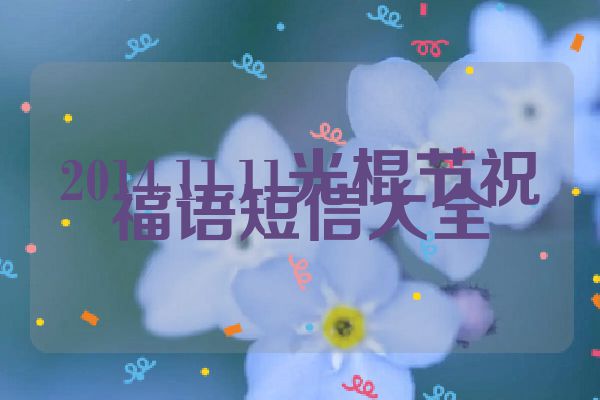 2014.11.11光棍节祝福语短信大全