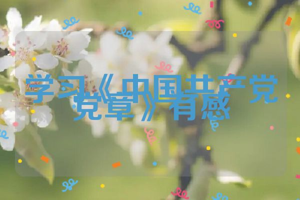 学习《中国共产党党章》有感