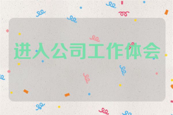 进入公司工作体会