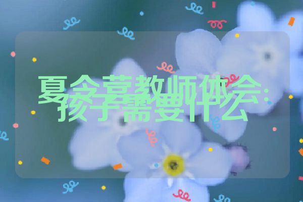 夏令营教师体会:孩子需要什么