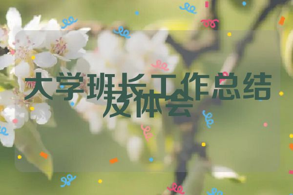 大学班长工作总结及体会