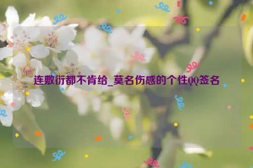 连敷衍都不肯给_莫名伤感的个性QQ签名