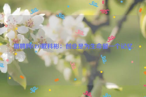 猎聘网CEO戴科彬：创业是为生命留一个记忆