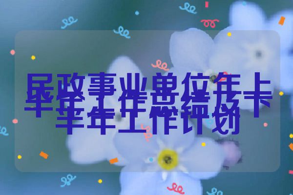 民政事业单位年上半年工作总结及下半年工作计划