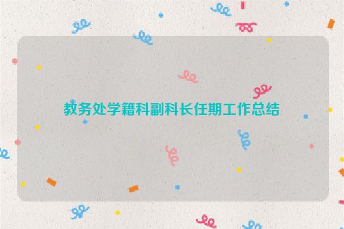 教务处学籍科副科长任期工作总结