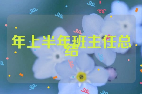 年上半年班主任总结