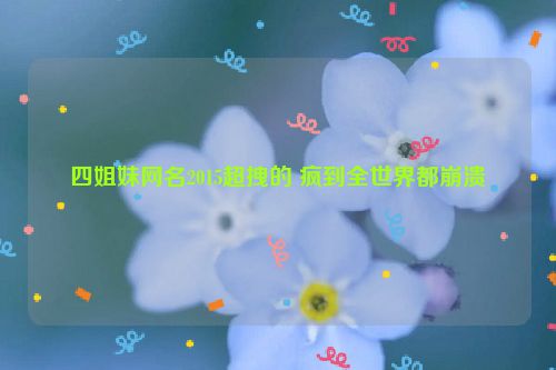 四姐妹网名2015超拽的 疯到全世界都崩溃