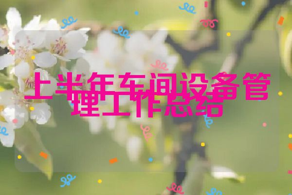 上半年车间设备管理工作总结
