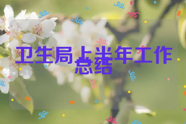 卫生局上半年工作总结