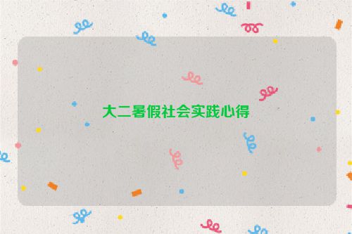 大二暑假社会实践心得