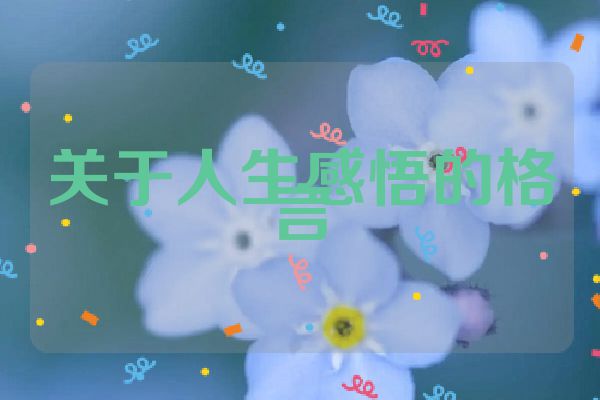 关于人生感悟的格言