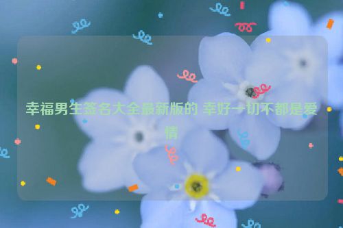 幸福男生签名大全最新版的 幸好一切不都是爱情