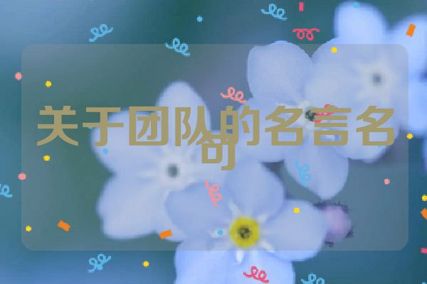 关于团队的名言名句