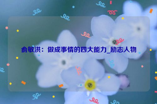 俞敏洪：做成事情的四大能力_励志人物